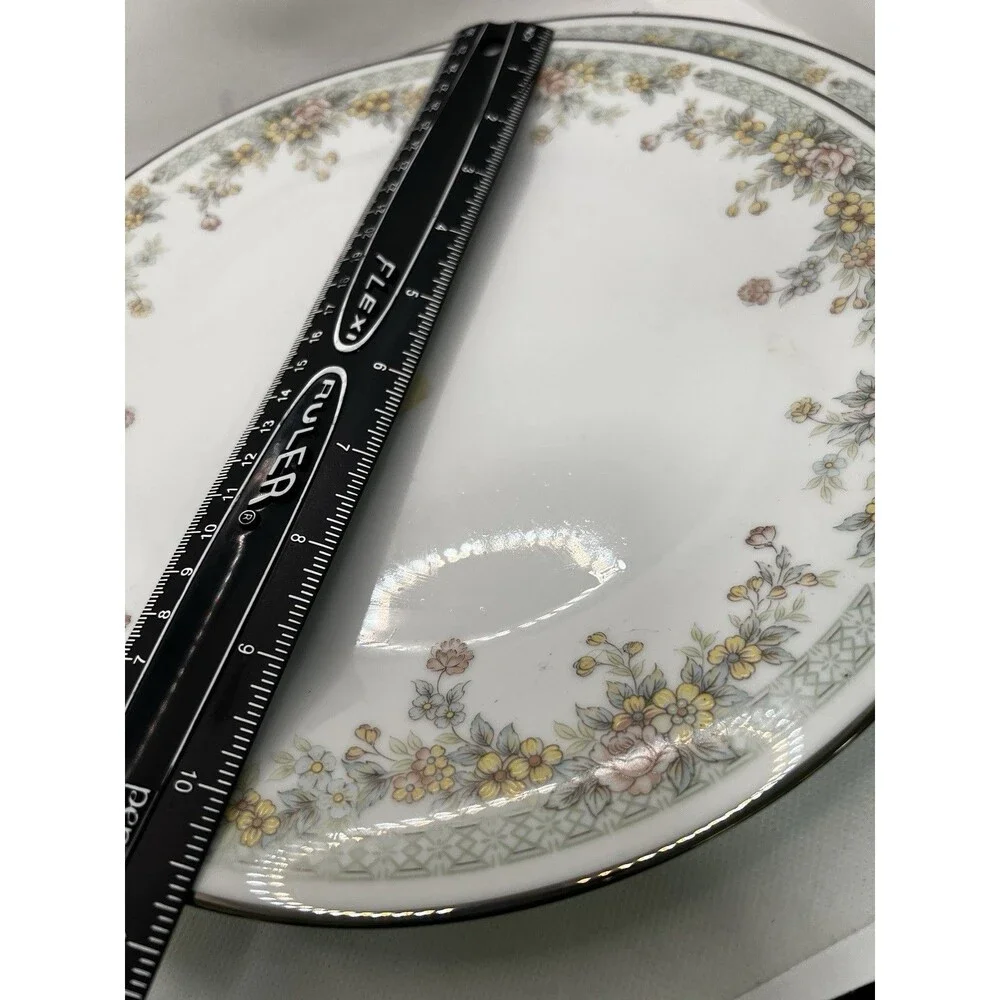 2 plates Noritake 2932 Spring Field Floral  Silver Rim Edge dinner dish 10